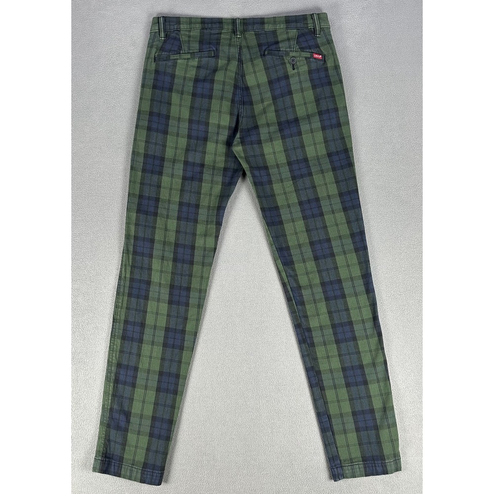 Levis Pants Mens 32x32 Green Blue XX Chino Taper Blackwatch Tartan Plaid READ - Picture 3 of 10